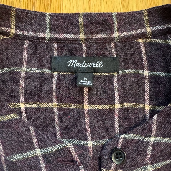 Madewell Eggplant Wool Button Down with ruffles and sparkle Sz Medium - Picture 3 of 3